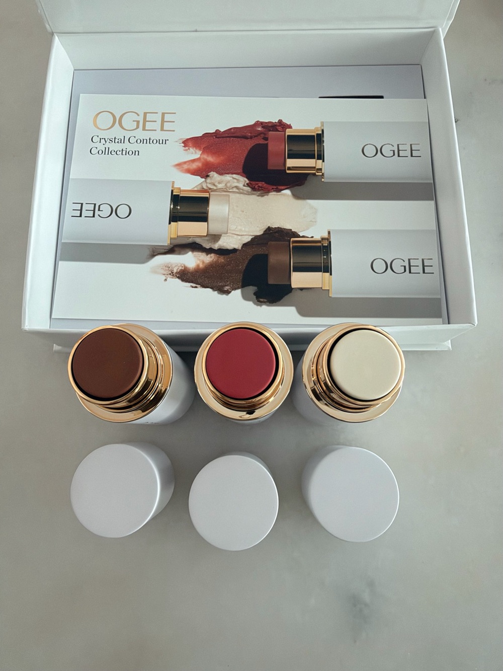 OGEE Crystal Contour Collection Cream Trio - Brown, Pink, Cream
